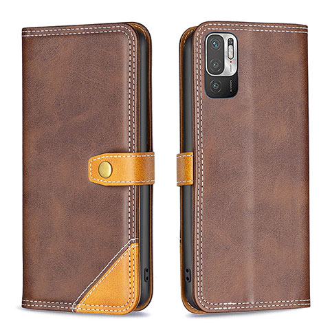 Custodia Portafoglio In Pelle Cover con Supporto B14F per Xiaomi Redmi Note 10 5G Marrone