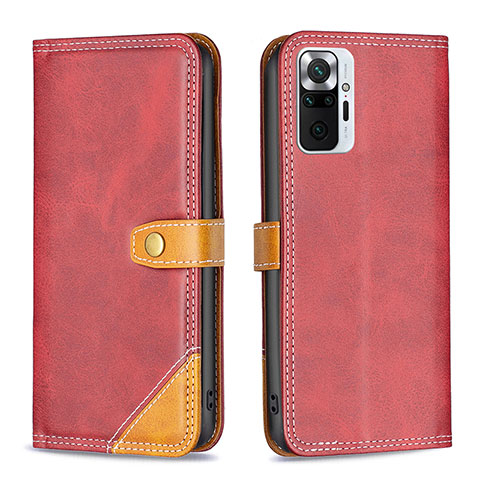 Custodia Portafoglio In Pelle Cover con Supporto B14F per Xiaomi Redmi Note 10 Pro 4G Rosso