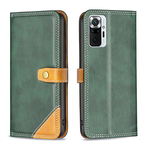 Custodia Portafoglio In Pelle Cover con Supporto B14F per Xiaomi Redmi Note 10 Pro 4G Verde