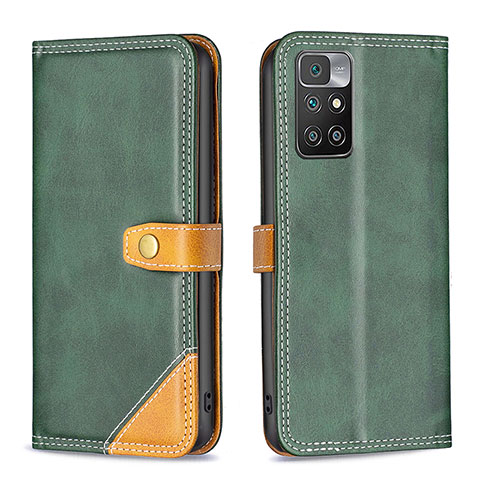 Custodia Portafoglio In Pelle Cover con Supporto B14F per Xiaomi Redmi Note 11 4G (2021) Verde