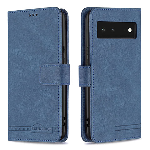 Custodia Portafoglio In Pelle Cover con Supporto B15F per Google Pixel 6 5G Blu