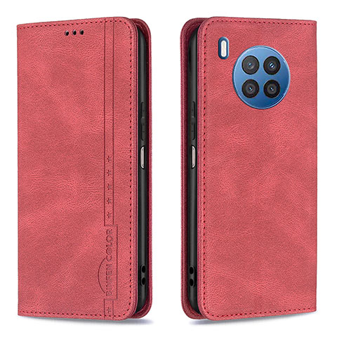 Custodia Portafoglio In Pelle Cover con Supporto B15F per Huawei Honor 50 Lite Rosso