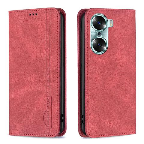 Custodia Portafoglio In Pelle Cover con Supporto B15F per Huawei Honor 60 5G Rosso