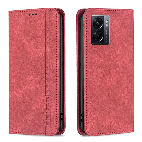 Custodia Portafoglio In Pelle Cover con Supporto B15F per Oppo A56S 5G Rosso