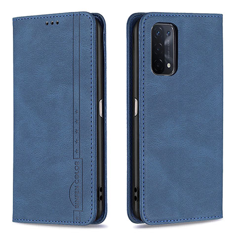 Custodia Portafoglio In Pelle Cover con Supporto B15F per Oppo A74 5G Blu