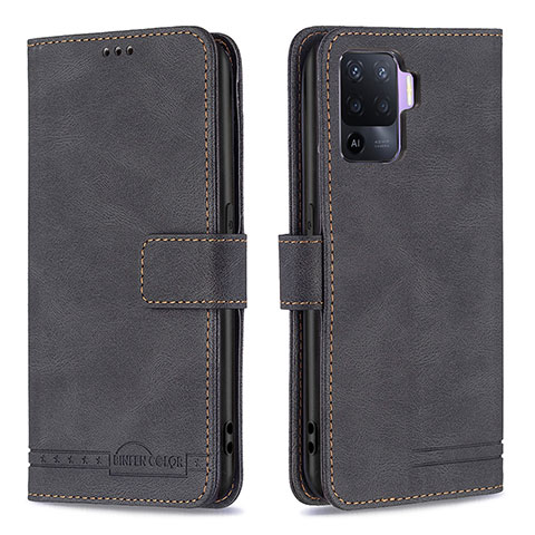 Custodia Portafoglio In Pelle Cover con Supporto B15F per Oppo Reno5 Lite Nero