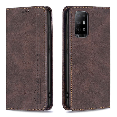 Custodia Portafoglio In Pelle Cover con Supporto B15F per Oppo Reno5 Z 5G Marrone