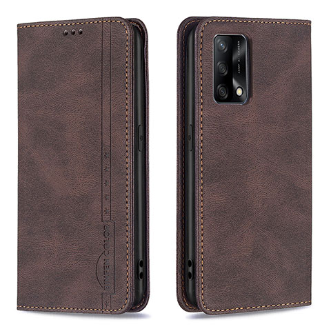 Custodia Portafoglio In Pelle Cover con Supporto B15F per Oppo Reno6 Lite Marrone