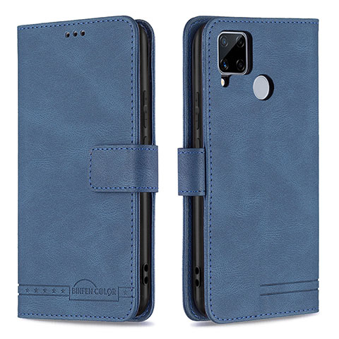 Custodia Portafoglio In Pelle Cover con Supporto B15F per Realme 7i RMX2193 Blu