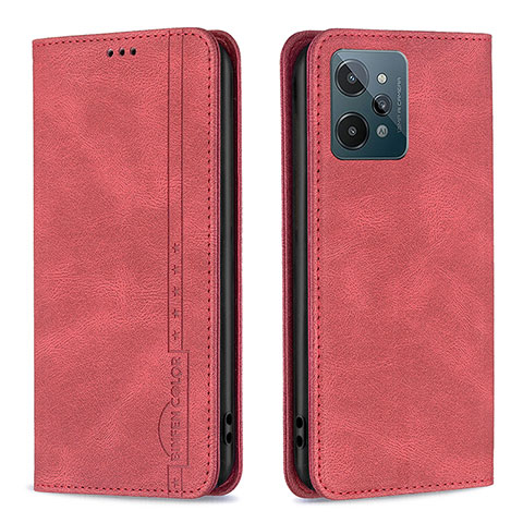 Custodia Portafoglio In Pelle Cover con Supporto B15F per Realme C31 Rosso