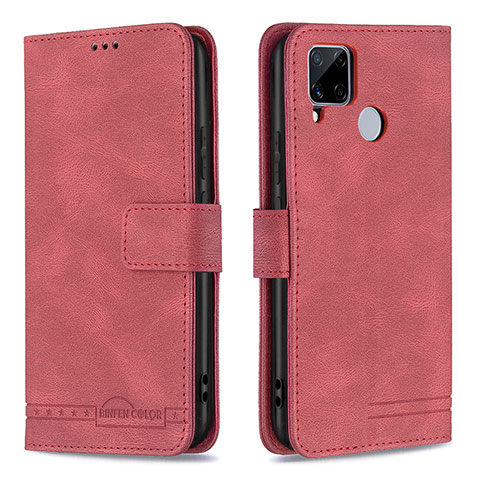 Custodia Portafoglio In Pelle Cover con Supporto B15F per Realme Narzo 30A Rosso