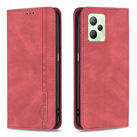 Custodia Portafoglio In Pelle Cover con Supporto B15F per Realme Narzo 50A Prime Rosso