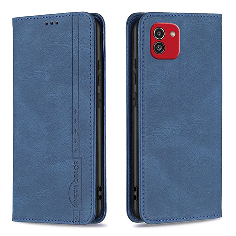 Custodia Portafoglio In Pelle Cover con Supporto B15F per Samsung Galaxy A03 Blu