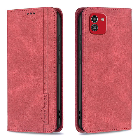 Custodia Portafoglio In Pelle Cover con Supporto B15F per Samsung Galaxy A03 Rosso