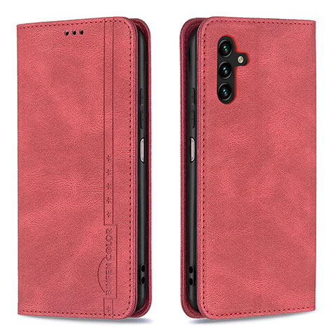 Custodia Portafoglio In Pelle Cover con Supporto B15F per Samsung Galaxy A04s Rosso