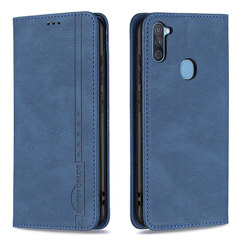 Custodia Portafoglio In Pelle Cover con Supporto B15F per Samsung Galaxy A11 Blu