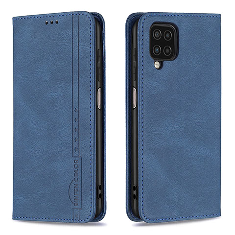 Custodia Portafoglio In Pelle Cover con Supporto B15F per Samsung Galaxy A12 Blu