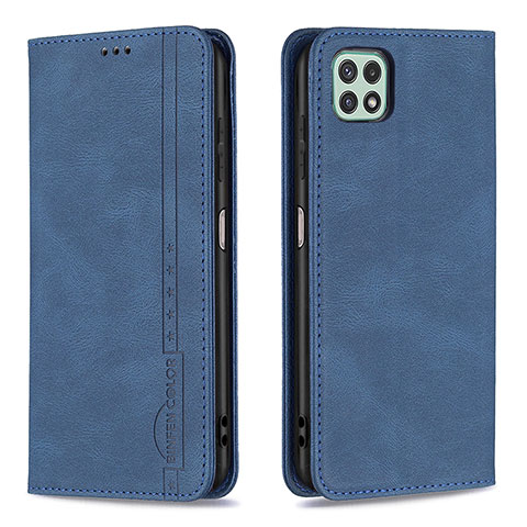 Custodia Portafoglio In Pelle Cover con Supporto B15F per Samsung Galaxy A22s 5G Blu