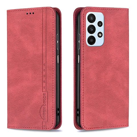 Custodia Portafoglio In Pelle Cover con Supporto B15F per Samsung Galaxy A23 4G Rosso