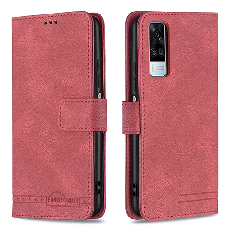 Custodia Portafoglio In Pelle Cover con Supporto B15F per Vivo Y53s 4G Rosso