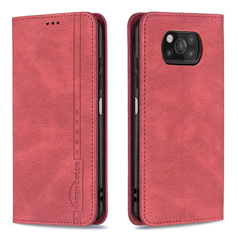 Custodia Portafoglio In Pelle Cover con Supporto B15F per Xiaomi Poco X3 NFC Rosso