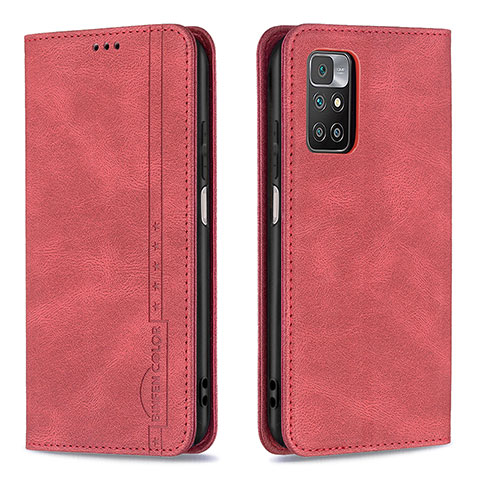 Custodia Portafoglio In Pelle Cover con Supporto B15F per Xiaomi Redmi 10 (2022) Rosso