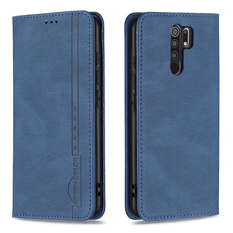 Custodia Portafoglio In Pelle Cover con Supporto B15F per Xiaomi Redmi 9 Prime India Blu