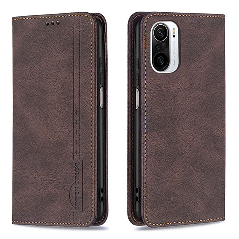 Custodia Portafoglio In Pelle Cover con Supporto B15F per Xiaomi Redmi K40 Pro+ Plus 5G Marrone