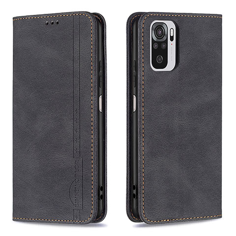 Custodia Portafoglio In Pelle Cover con Supporto B15F per Xiaomi Redmi Note 10 4G Nero