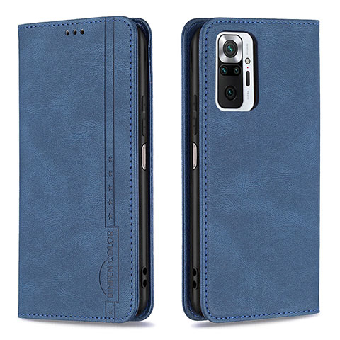 Custodia Portafoglio In Pelle Cover con Supporto B15F per Xiaomi Redmi Note 10 Pro 4G Blu