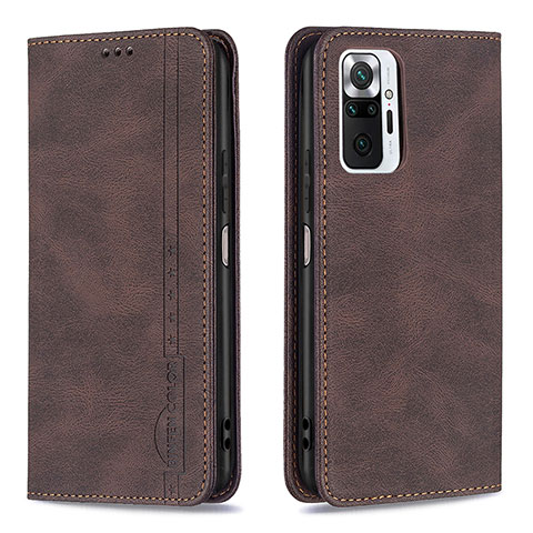 Custodia Portafoglio In Pelle Cover con Supporto B15F per Xiaomi Redmi Note 10 Pro 4G Marrone