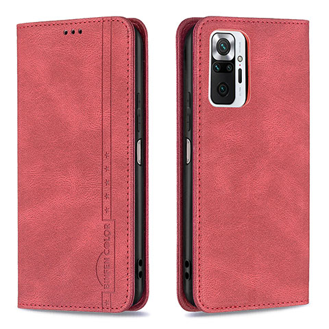 Custodia Portafoglio In Pelle Cover con Supporto B15F per Xiaomi Redmi Note 10 Pro 4G Rosso