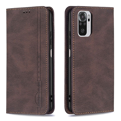 Custodia Portafoglio In Pelle Cover con Supporto B15F per Xiaomi Redmi Note 10S 4G Marrone