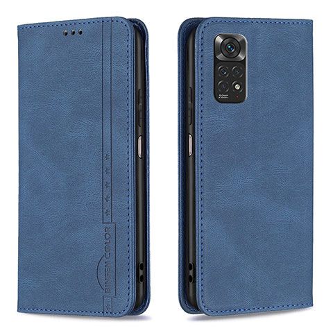 Custodia Portafoglio In Pelle Cover con Supporto B15F per Xiaomi Redmi Note 11 4G (2022) Blu