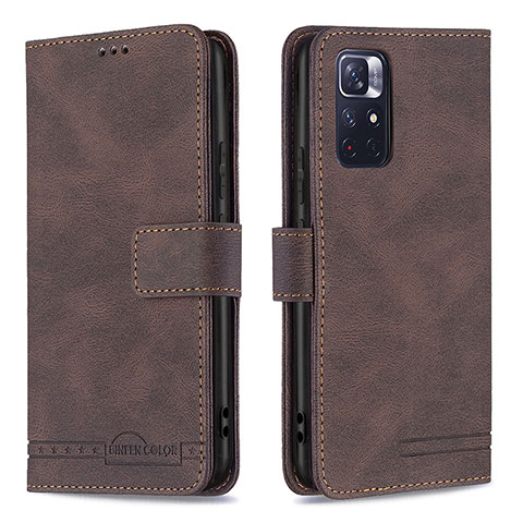 Custodia Portafoglio In Pelle Cover con Supporto B15F per Xiaomi Redmi Note 11 5G Marrone