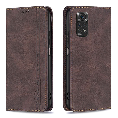 Custodia Portafoglio In Pelle Cover con Supporto B15F per Xiaomi Redmi Note 11S 4G Marrone