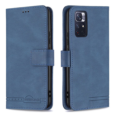 Custodia Portafoglio In Pelle Cover con Supporto B15F per Xiaomi Redmi Note 11S 5G Blu