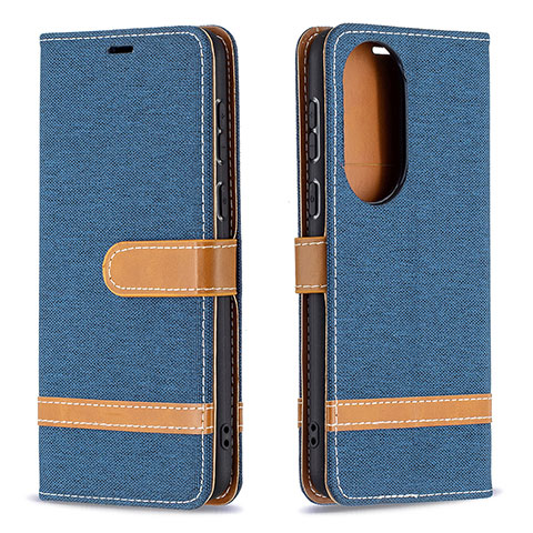 Custodia Portafoglio In Pelle Cover con Supporto B16F per Huawei P50 Blu