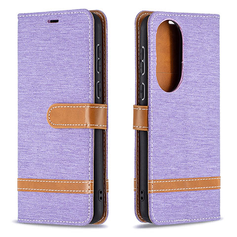 Custodia Portafoglio In Pelle Cover con Supporto B16F per Huawei P50 Pro Lavanda