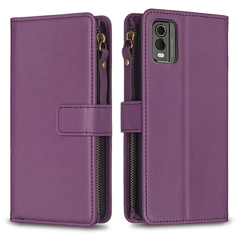 Custodia Portafoglio In Pelle Cover con Supporto B16F per Nokia C210 Viola