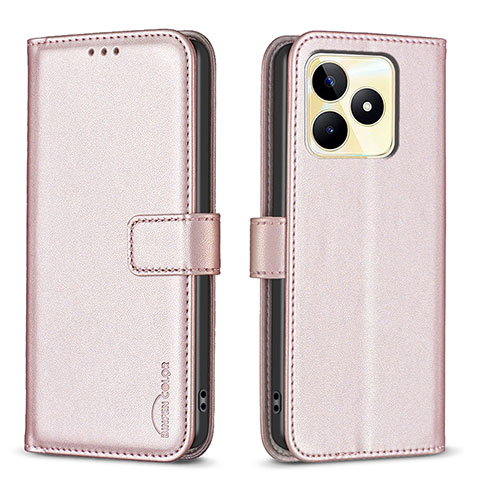 Custodia Portafoglio In Pelle Cover con Supporto B16F per Realme C53 Rosa