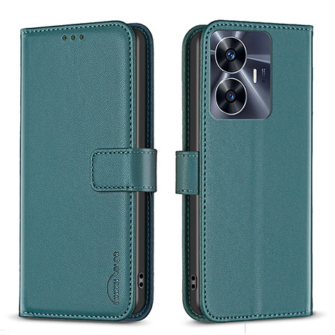 Custodia Portafoglio In Pelle Cover con Supporto B16F per Realme C55 Verde