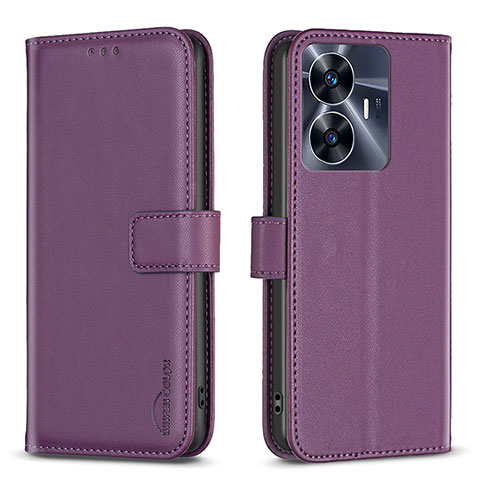 Custodia Portafoglio In Pelle Cover con Supporto B16F per Realme C55 Viola