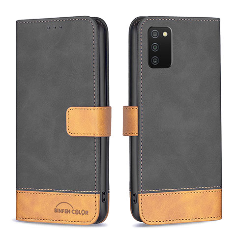 Custodia Portafoglio In Pelle Cover con Supporto B16F per Samsung Galaxy A03s Nero