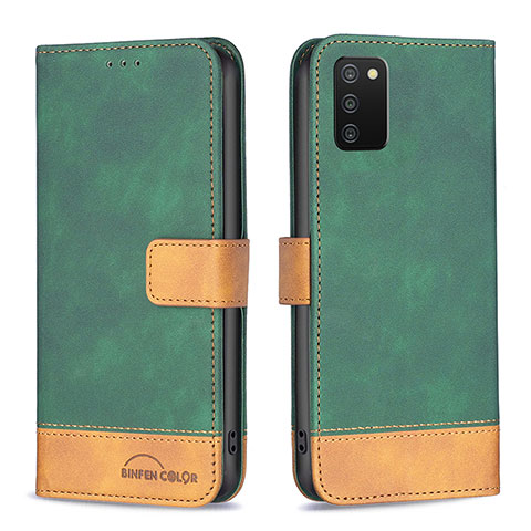 Custodia Portafoglio In Pelle Cover con Supporto B16F per Samsung Galaxy A03s Verde