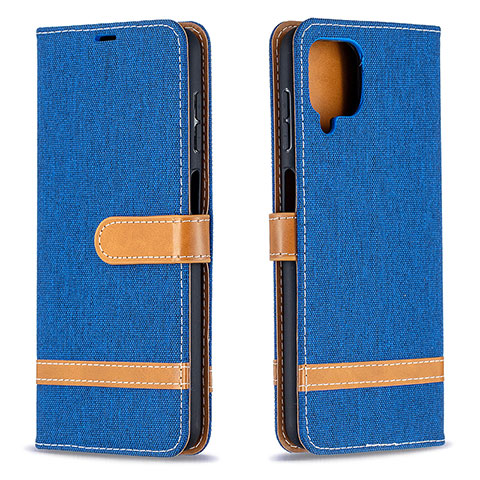 Custodia Portafoglio In Pelle Cover con Supporto B16F per Samsung Galaxy A12 Blu