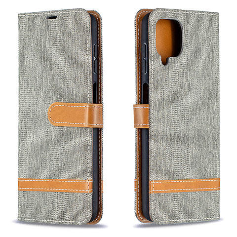 Custodia Portafoglio In Pelle Cover con Supporto B16F per Samsung Galaxy A12 Grigio