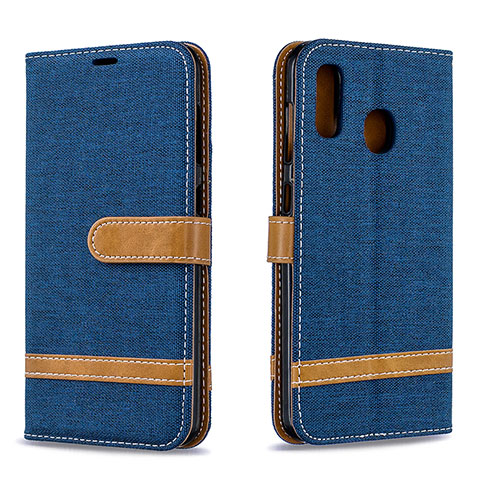 Custodia Portafoglio In Pelle Cover con Supporto B16F per Samsung Galaxy A20 Blu Notte