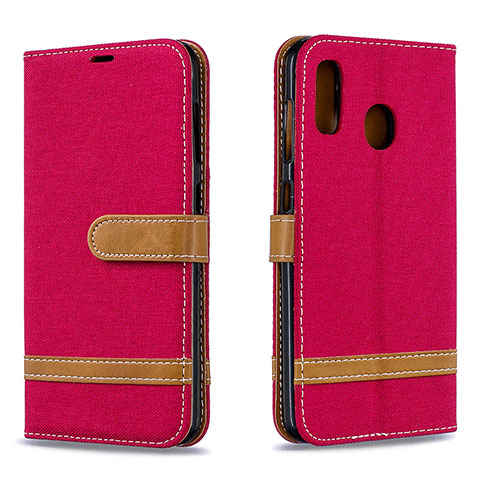 Custodia Portafoglio In Pelle Cover con Supporto B16F per Samsung Galaxy A20 Rosso