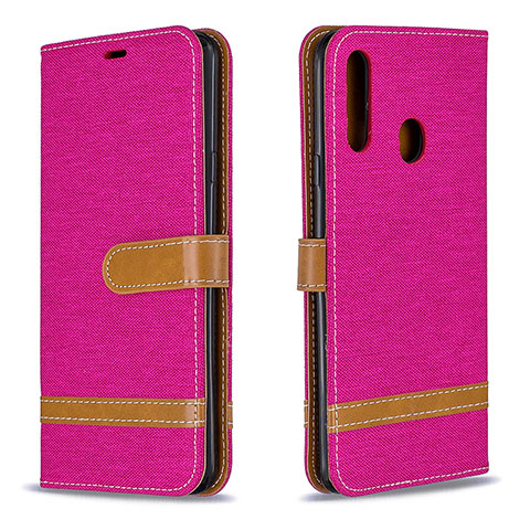 Custodia Portafoglio In Pelle Cover con Supporto B16F per Samsung Galaxy A20s Rosa Caldo